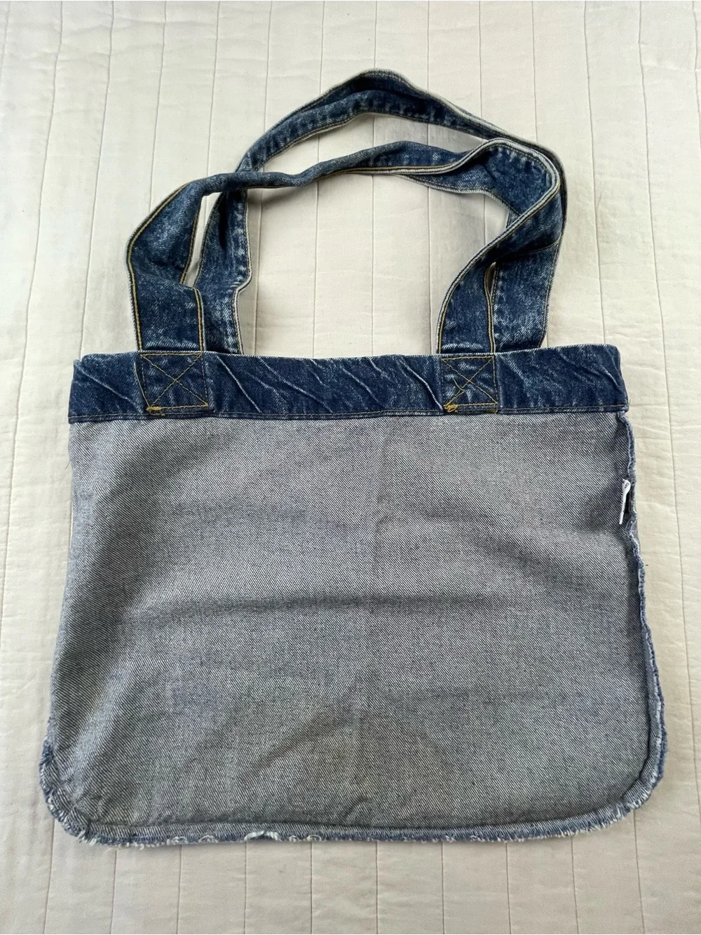 VTG 90s GUESS acid washed Denim Tote Bag in Washed Blue with Logo